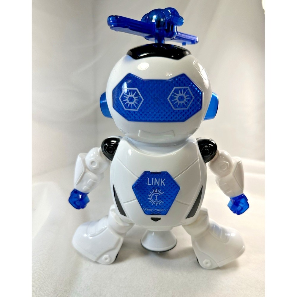 Camp Invention Link Dancing Robot Toys Blue White Robots Helicopter Works